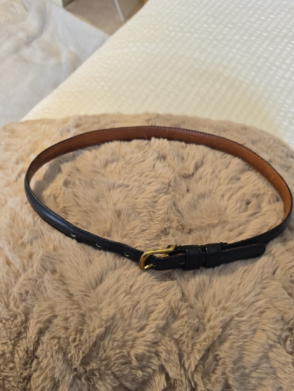 Vintage Coach Black Glove  Tanned Leather Belt with Solid Brass Buckle 26"
